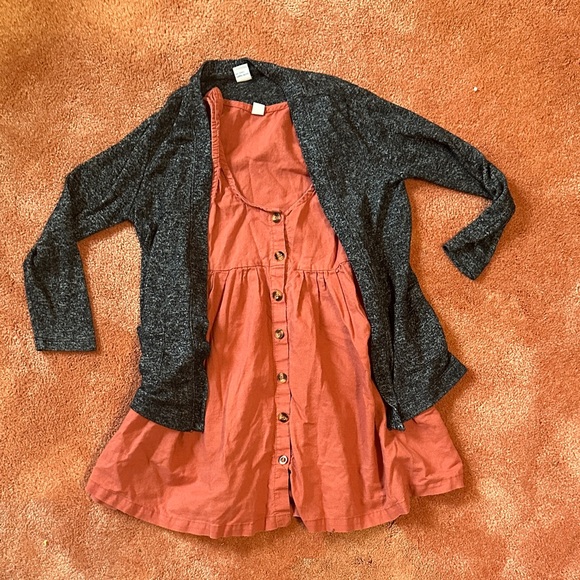 10 for $20 2-piece Charcoal Cardigan and Rust Dress Set - Picture 1 of 1